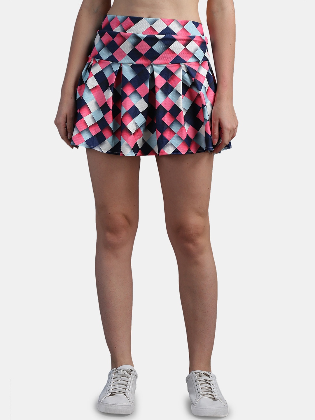 

N-Gal Women Geometric Printed Skort Mini Skirts, Navy blue