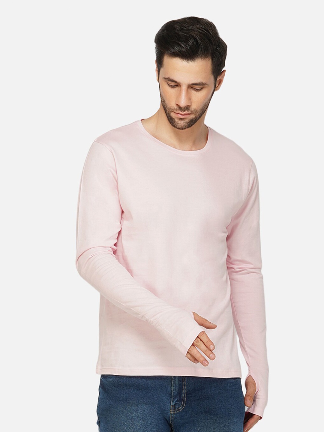 

appulse Men Pink Solid Cotton T-shirt