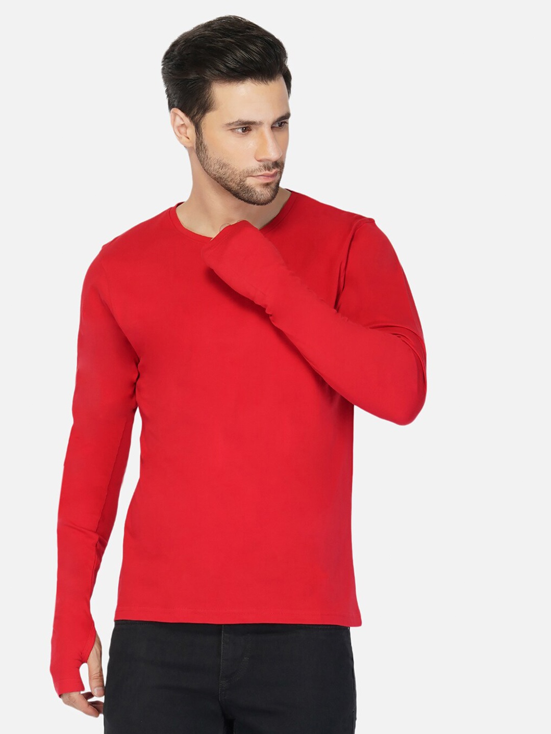 

appulse Men Red Dyed Drop-Shoulder Sleeves T-shirt