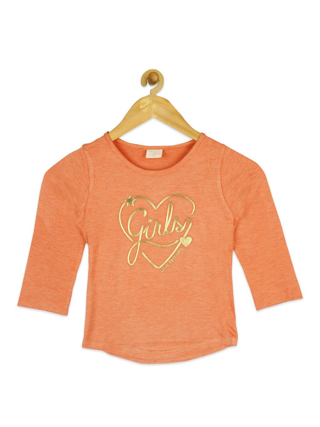 

Tiny Kids Girls Typography Orange Print Top
