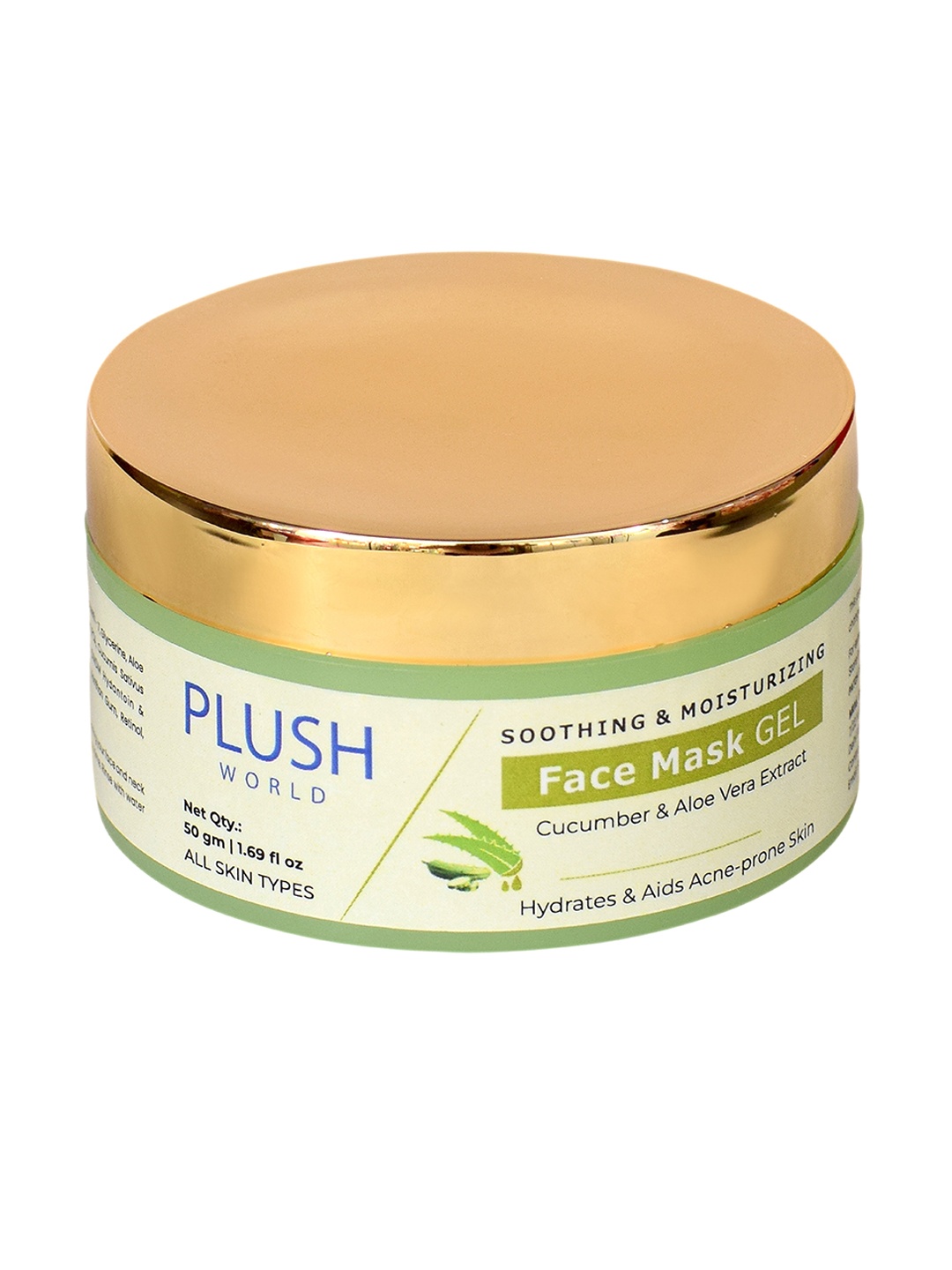 

Plush World Soothing & Moisturizing Face Mask Gel with Cucumber & Aloe Vera Extract - 50 g, Green