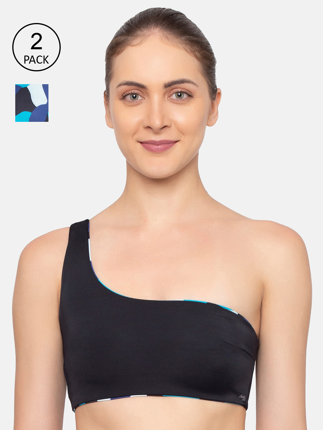 

Sloggi Women Blue & White Printed Reversible Swim Top
