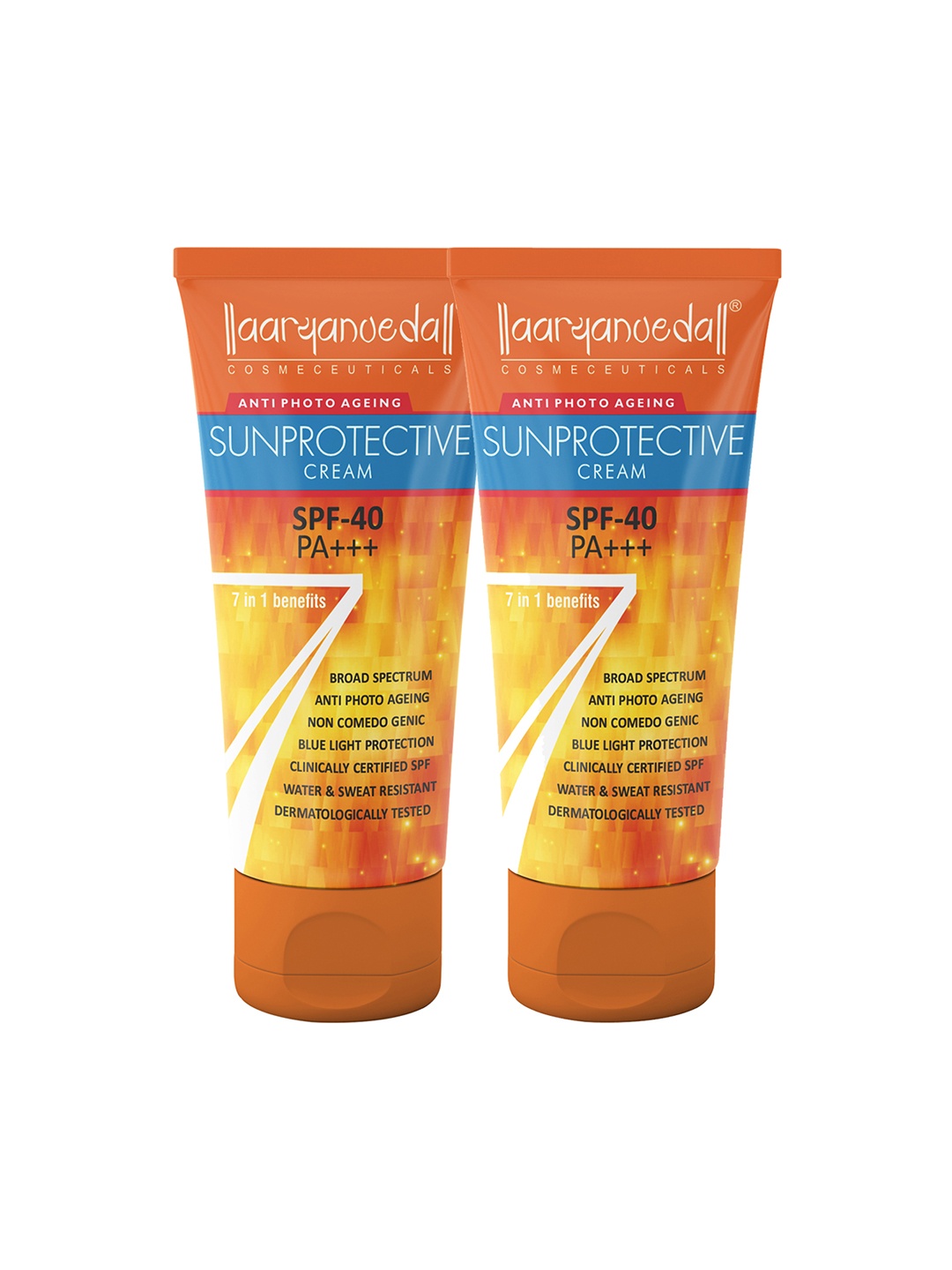 

Aryanveda Set Of 2 Sunprotective Sunscreen Spf40 PA+++ 120ml, Orange