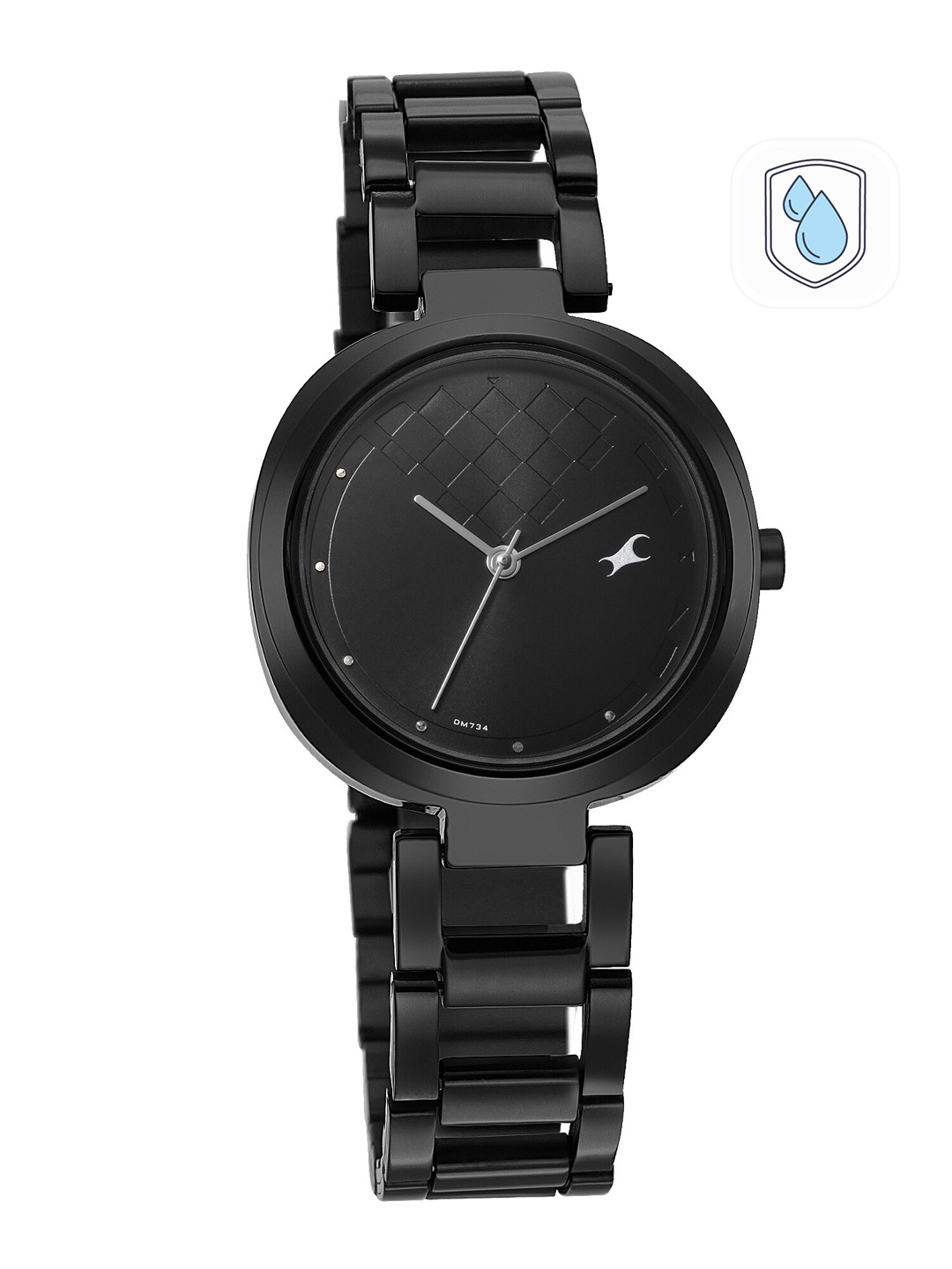 

Fastrack Women Black Brass Dial & Black Stainless Steel Bracelet Style Straps Analogue Watch