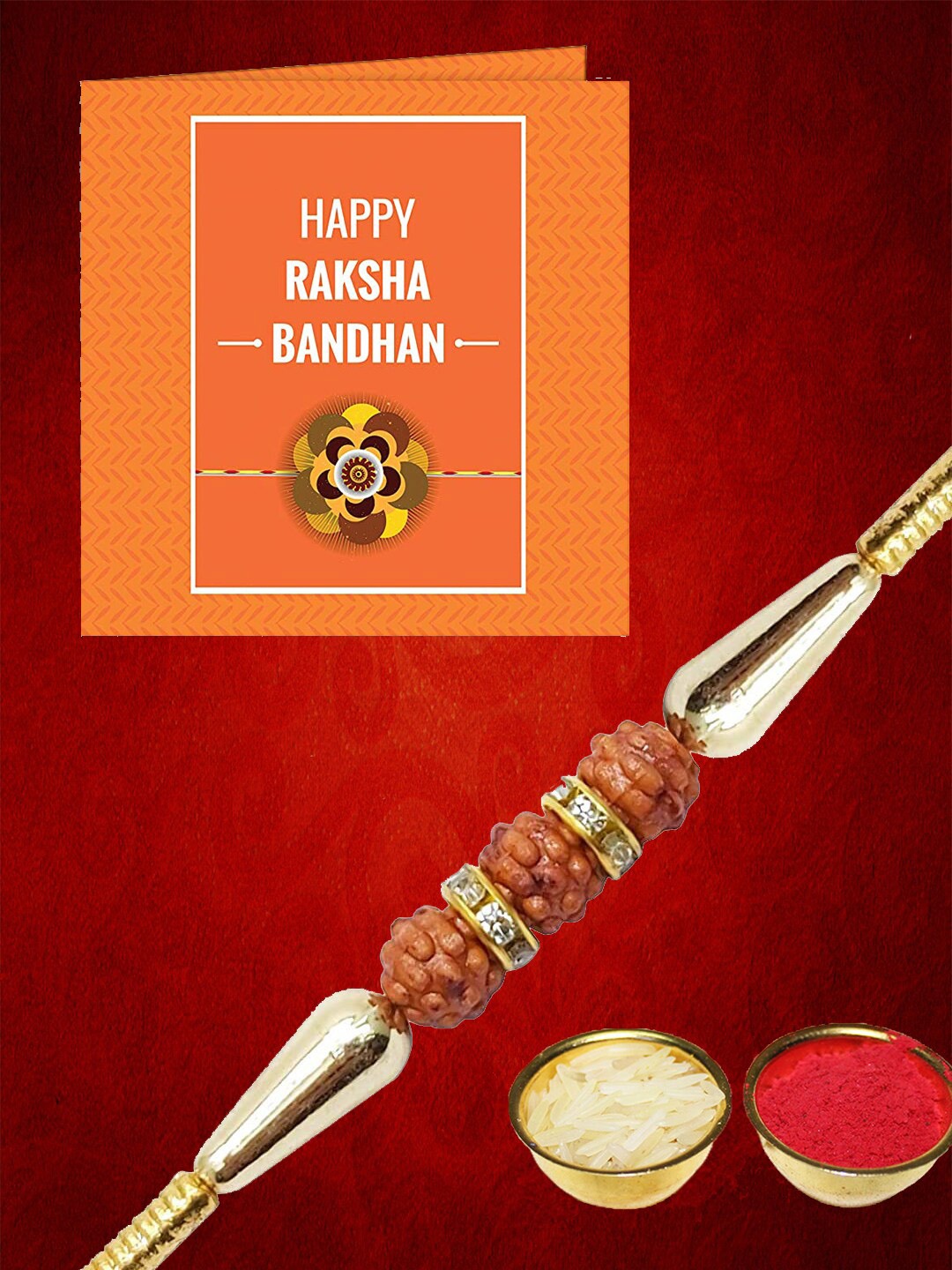 

YouBella Men Red & Gold-Toned Beaded Rakhi