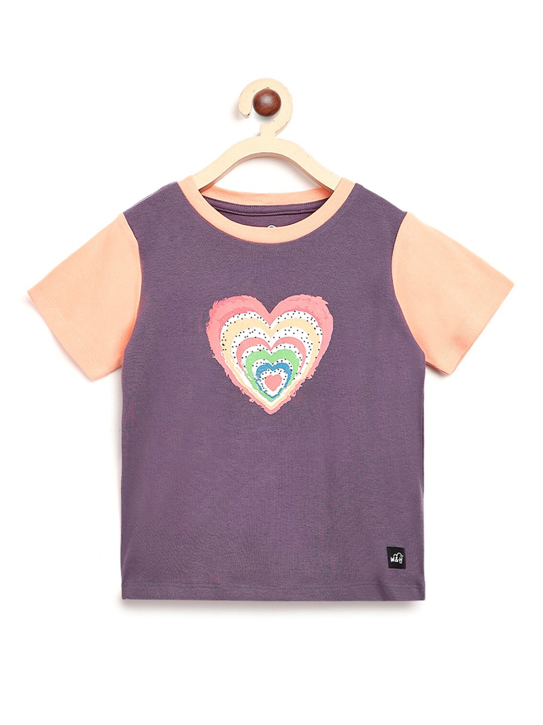

Whistle & Hops Kids Purple Printed Organic Cotton Applique Sustainable T-shirt