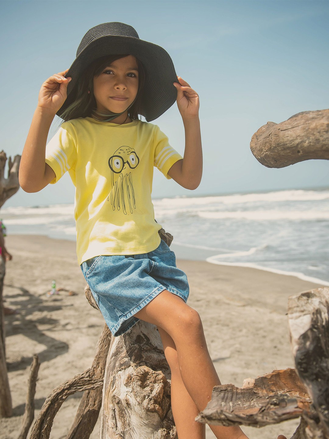 

Whistle & Hops Kids Blue & Yellow Typography Set Of 2 Printed Organic Cotton Sustainable T-shirt