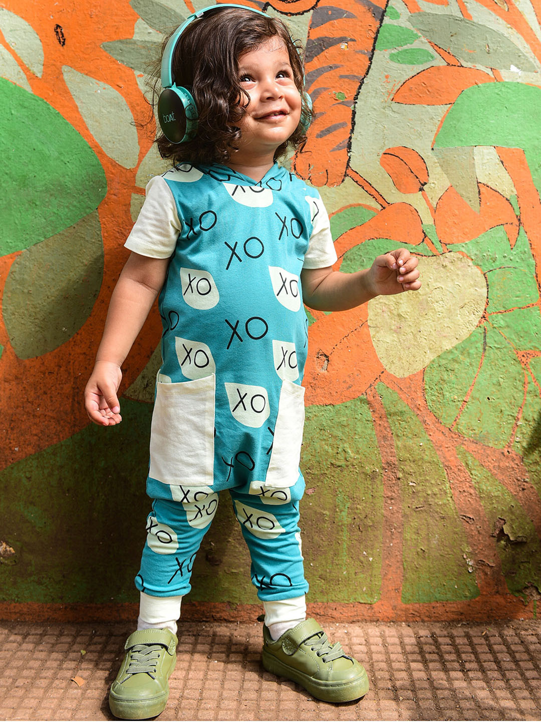 

Whistle & Hops Infants Kids Pack Of 2 Printed Pure Cotton Sustainable Sustainable Rompers, Blue