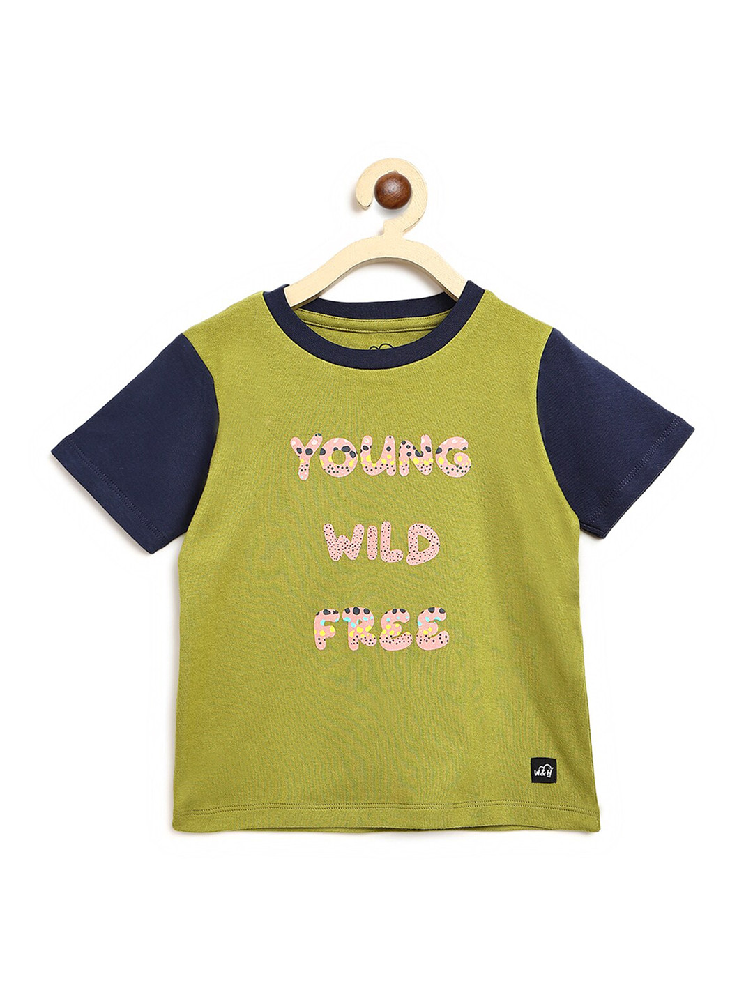 

Whistle & Hops Kids Green Typography Printed Organic Cotton Sustainable T-shirt