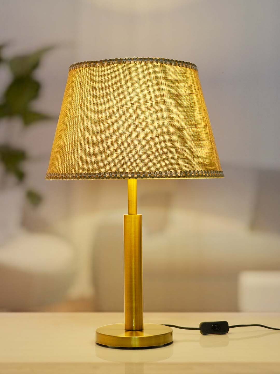 

Fos Lighting Gold-Toned Transitional Brushed Table Lamp with Shade