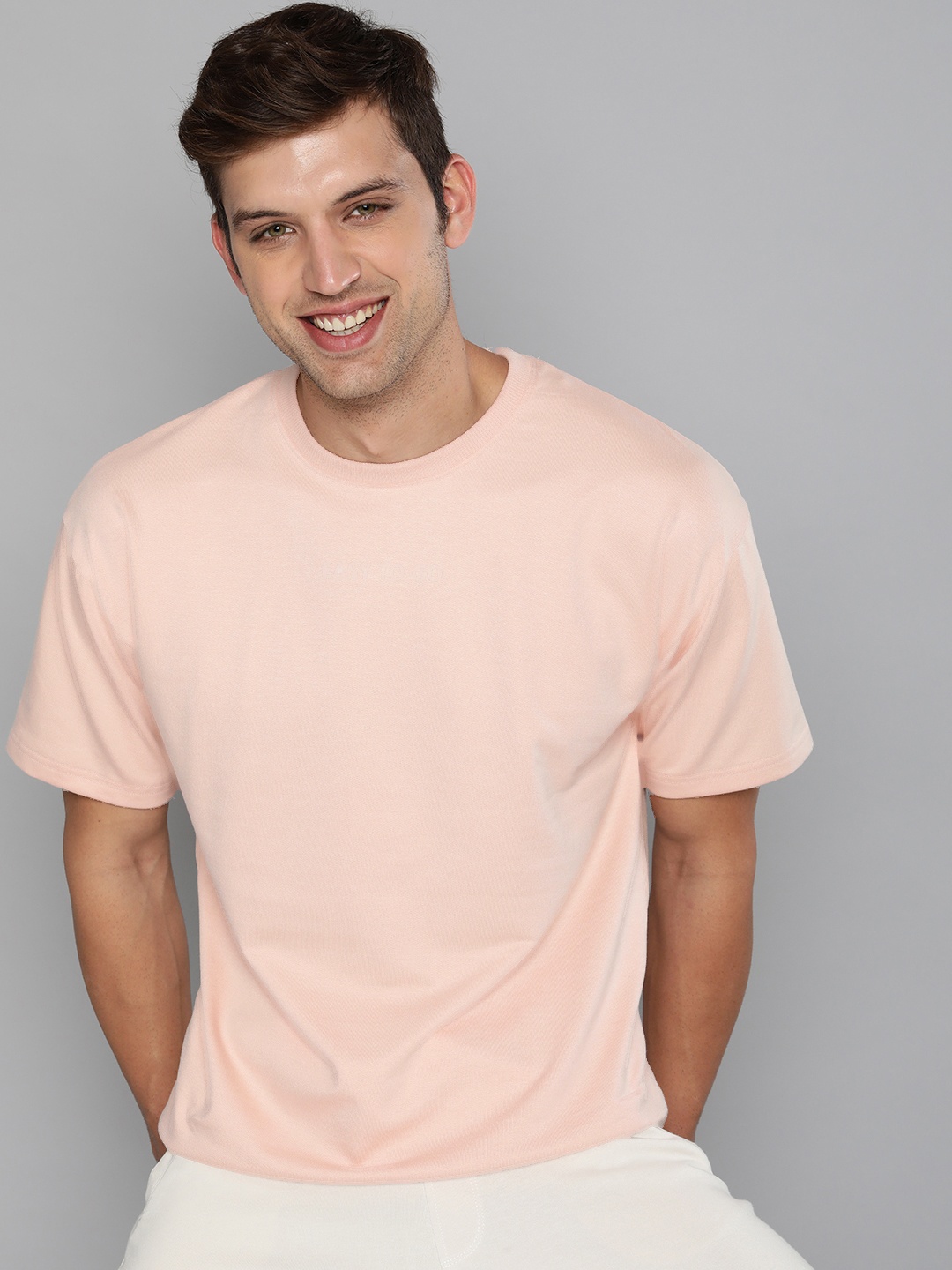 

M&H Easy Men Typography Printed Round Neck Winter T-shirt, Pink