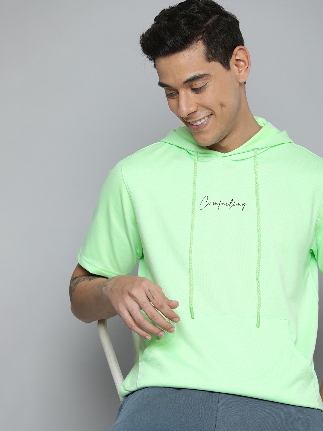 

M&H Easy Men Green Hooded Sweatshirt