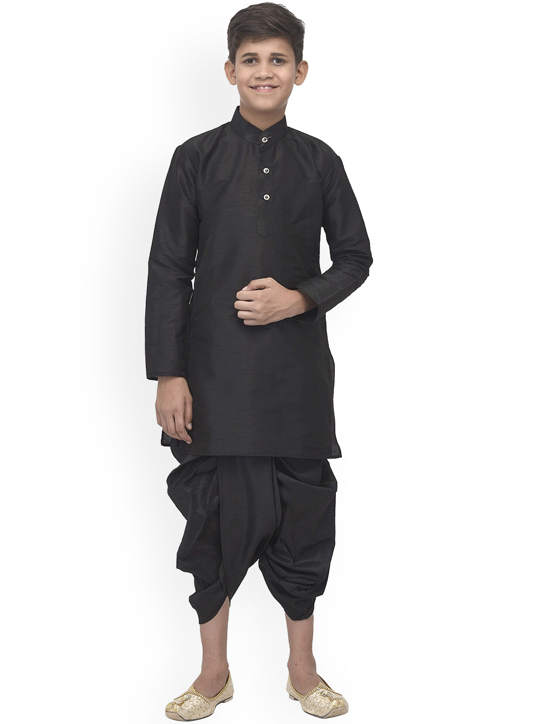 

Benstoke Boys Black Dupion Silk Kurta Set