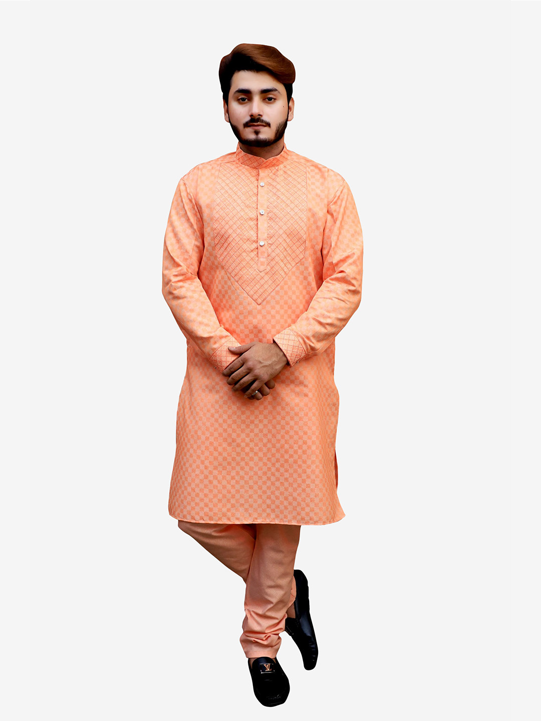 

Tibra Collection Men Coral Embroidered Thread Work Pure Cotton Kurta with Pyjamas