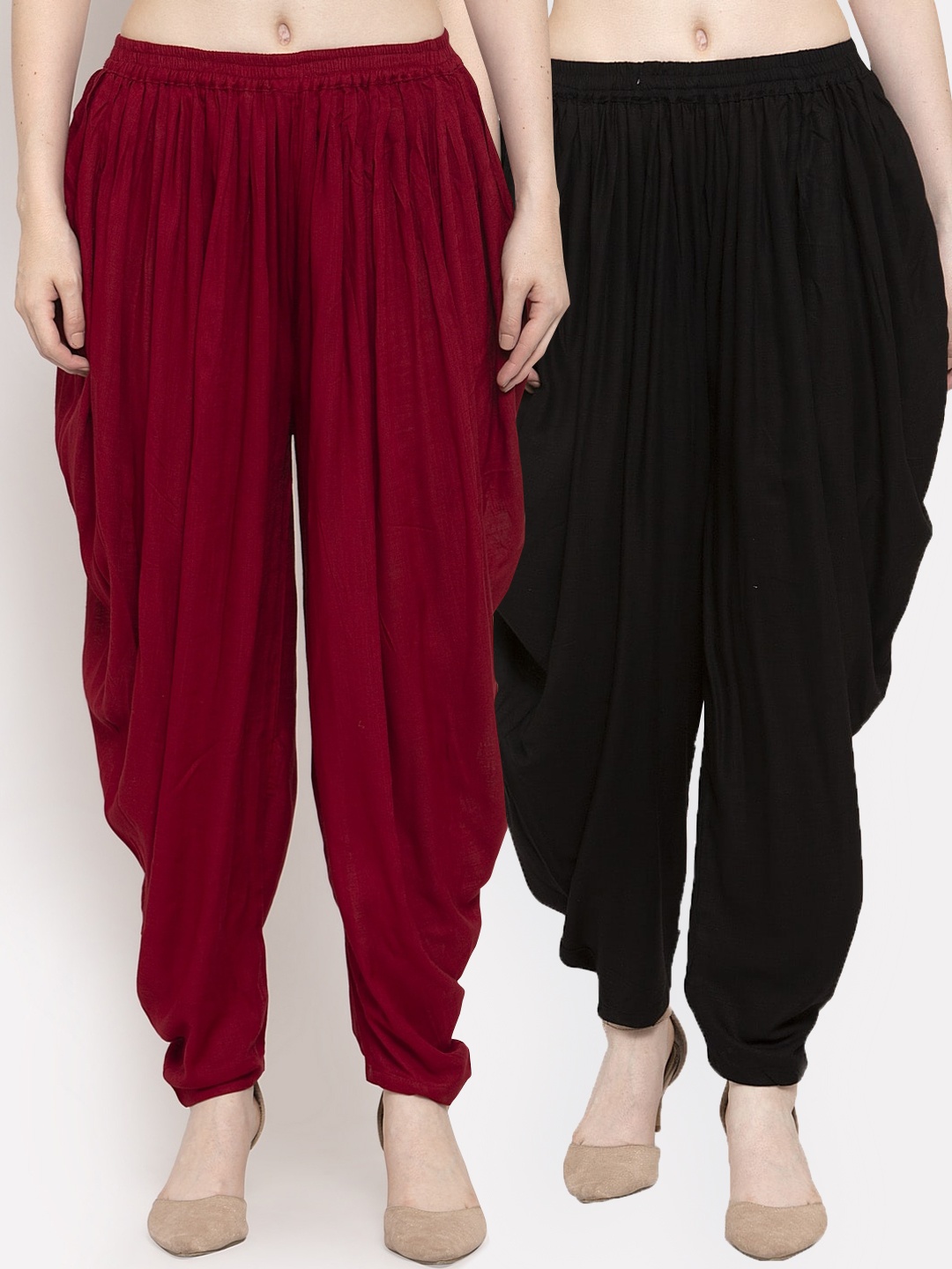 

Clora Creation Women Set of 2 Maroon & Black Solid Salwar