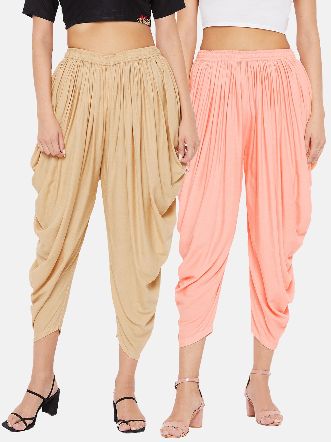 

Clora Creation Pack of 2 Beige & Peach Dhoti Pants