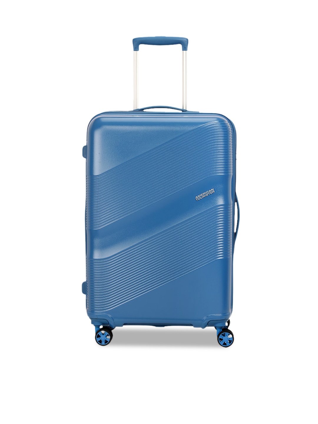 

AMERICAN TOURISTER Blue Textured Hard-Sided Trolley Bag