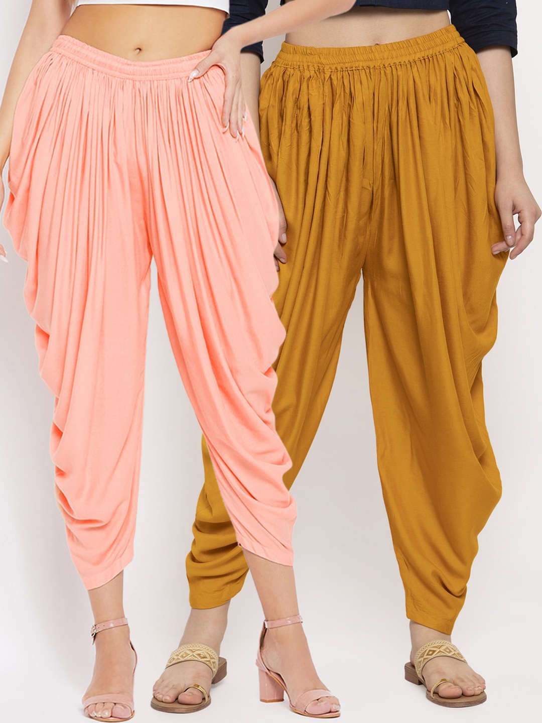

Clora Creation Women Pack of 2 Solid Dhoti Salwar, Peach