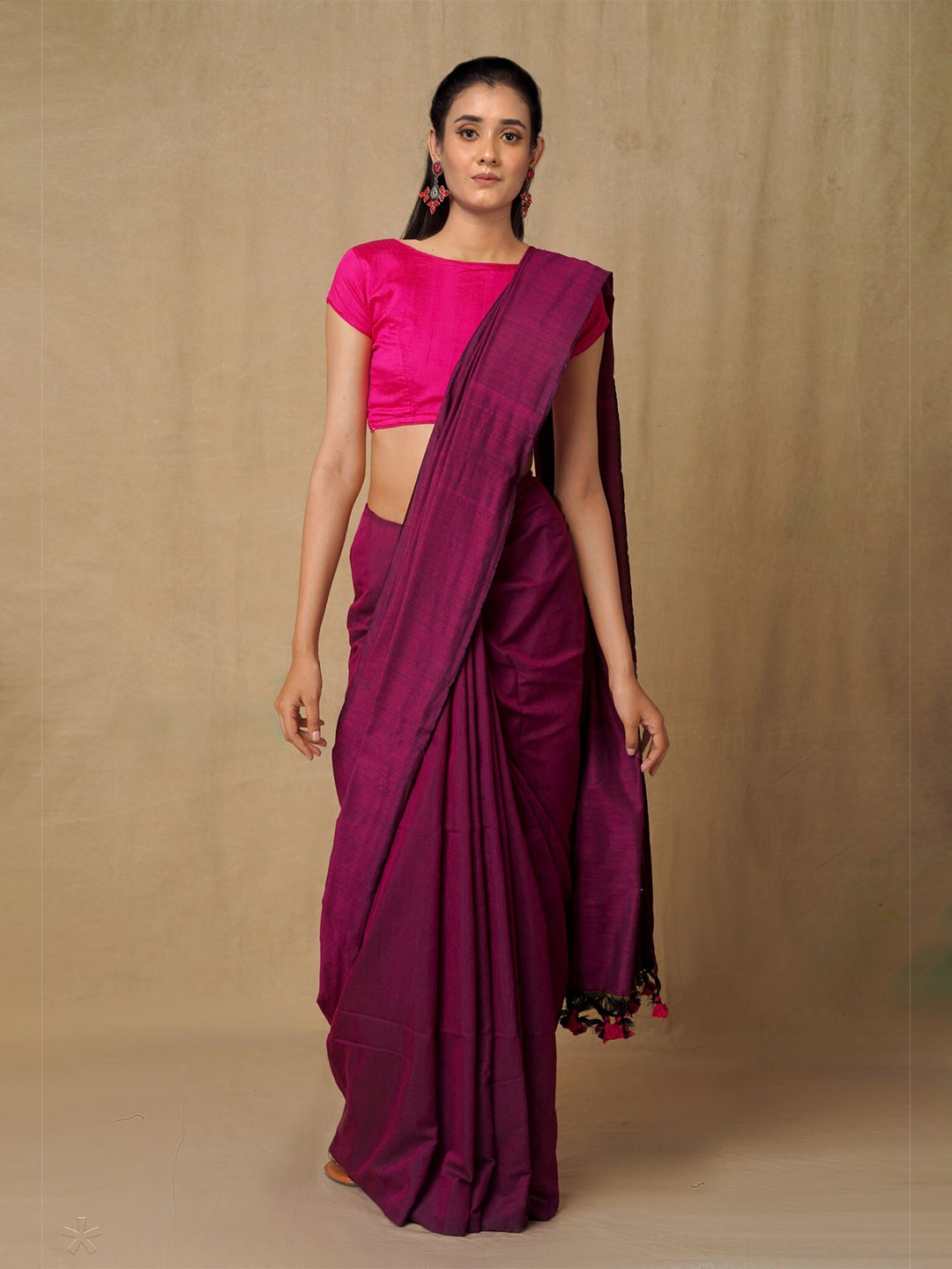 

Unnati Silks Pink Pure Cotton Jamdani Saree
