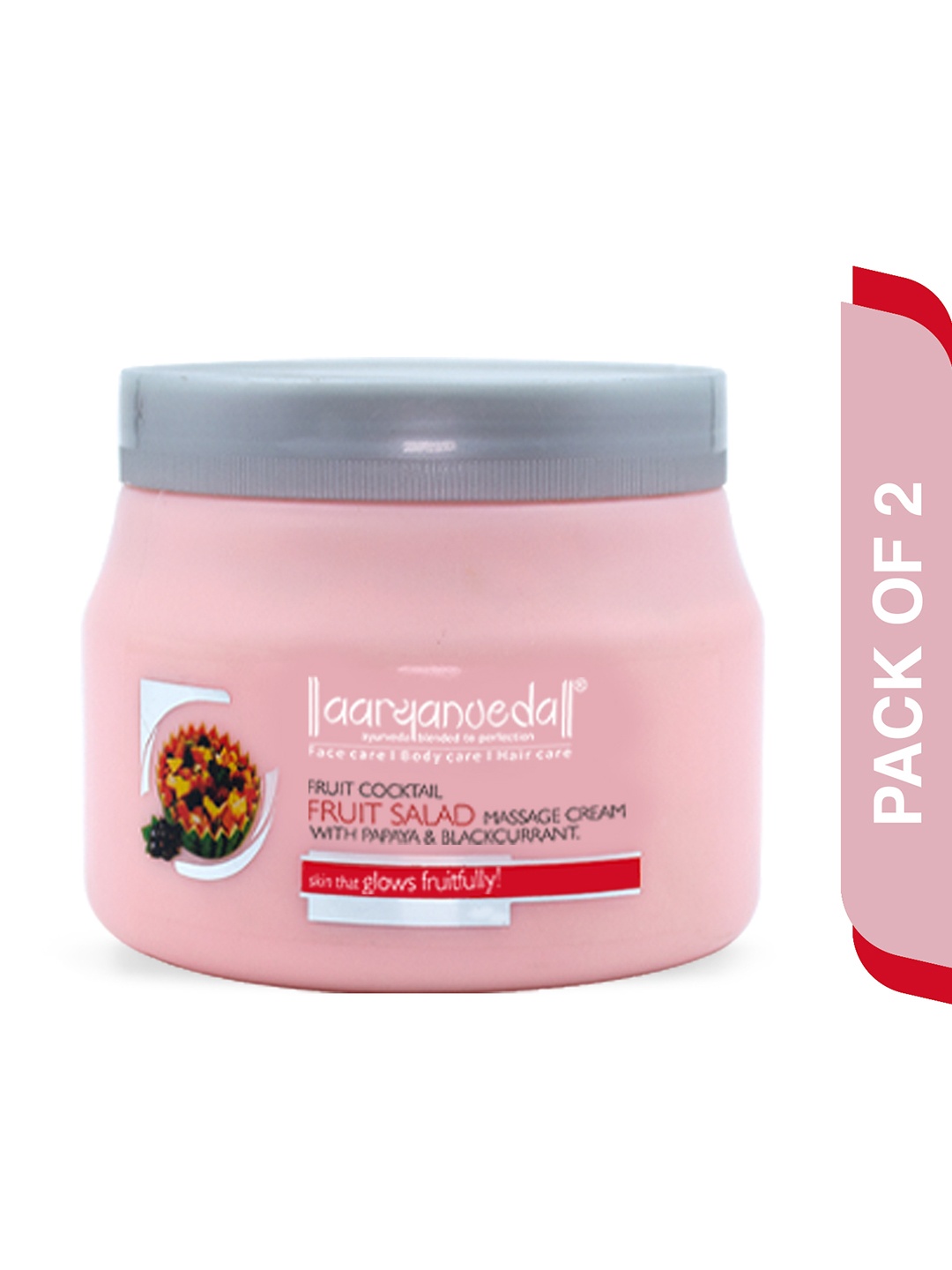 

Aryanveda Set of 2 Fruit Cocktail Fruit Salad Face Massage Cream with Papaya - 400 g Each, Pink