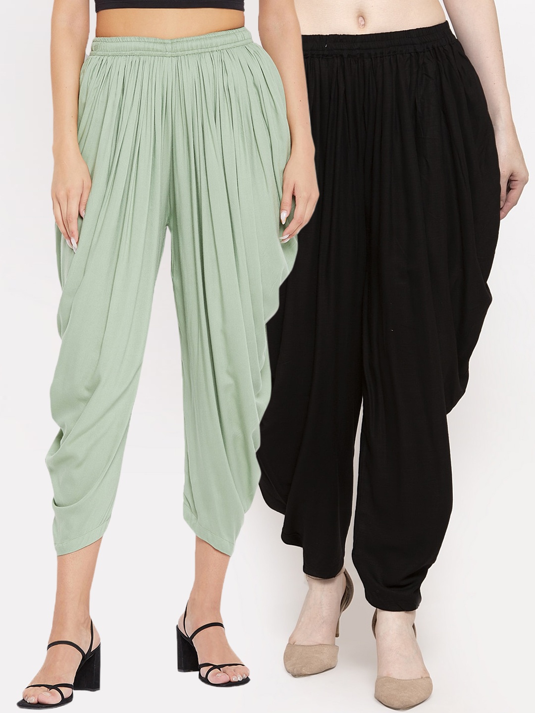 

Clora Creation Women Pack of 2 Green & Black Solid Salwar