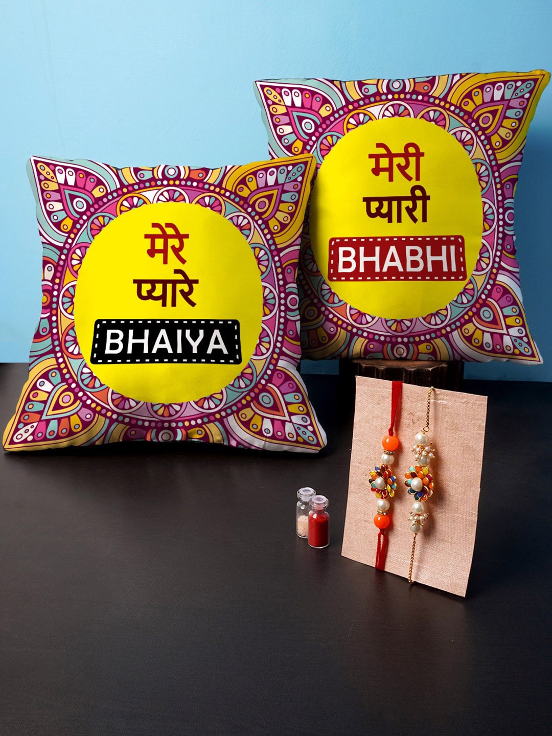 

Crazy Corner Bhaiya Bhabhi Cushion and Rakhi Combo Set, Multi