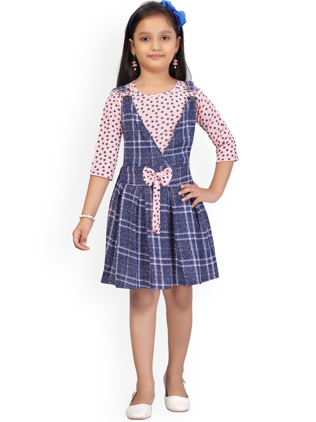 

Aarika Girls Pink & Blue Printed Top with Skirt