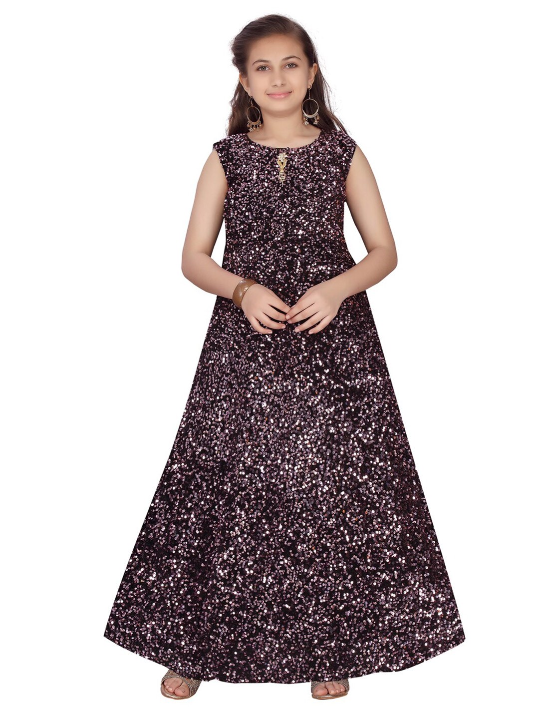 

Aarika Pink Velvet Maxi Dress, Black