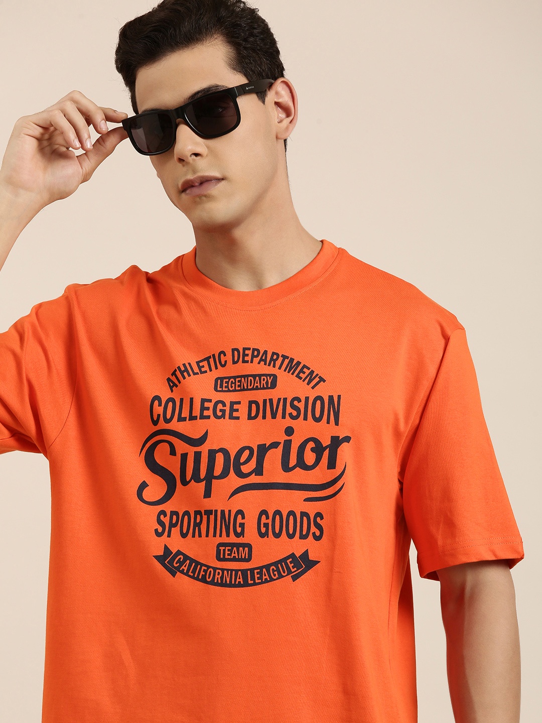 

DILLINGER Men Orange Typography Printed Pure Cotton Oversized T-shirt