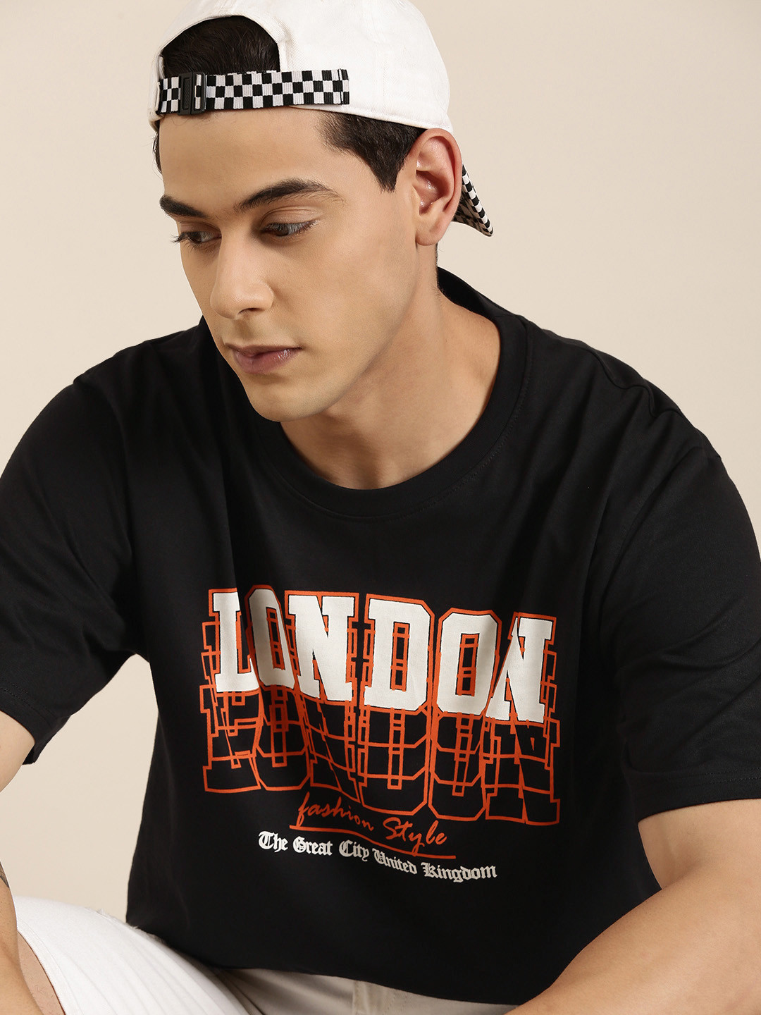 

DILLINGER Men Black Typography Printed Pure Cotton Oversized T-shirt
