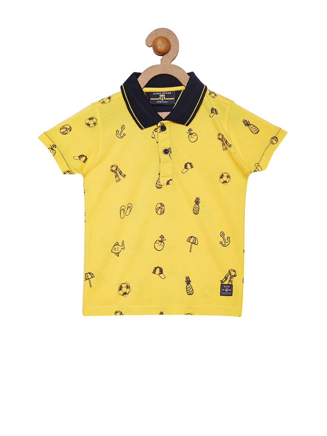 

Duke Boys Yellow Printed Polo Collar T-shirt