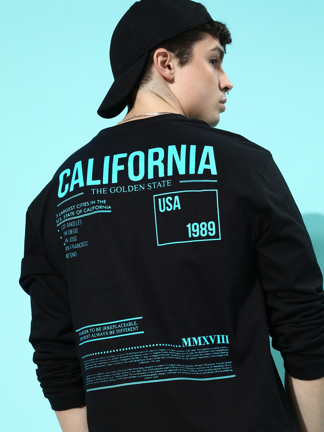 

DILLINGER Men Black Typography Printed Cotton Oversized T-shirt