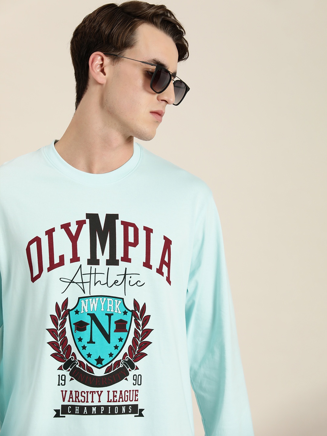 

DILLINGER Men Blue Printed Cotton Oversized T-shirt