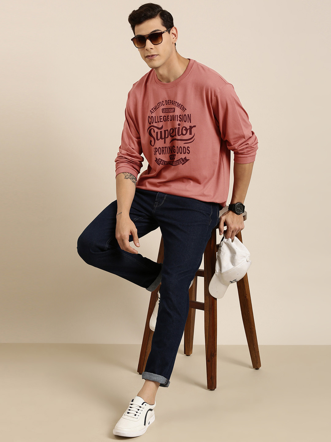 

DILLINGER Men Mauve Typography Printed Pure Cotton Oversized T-shirt