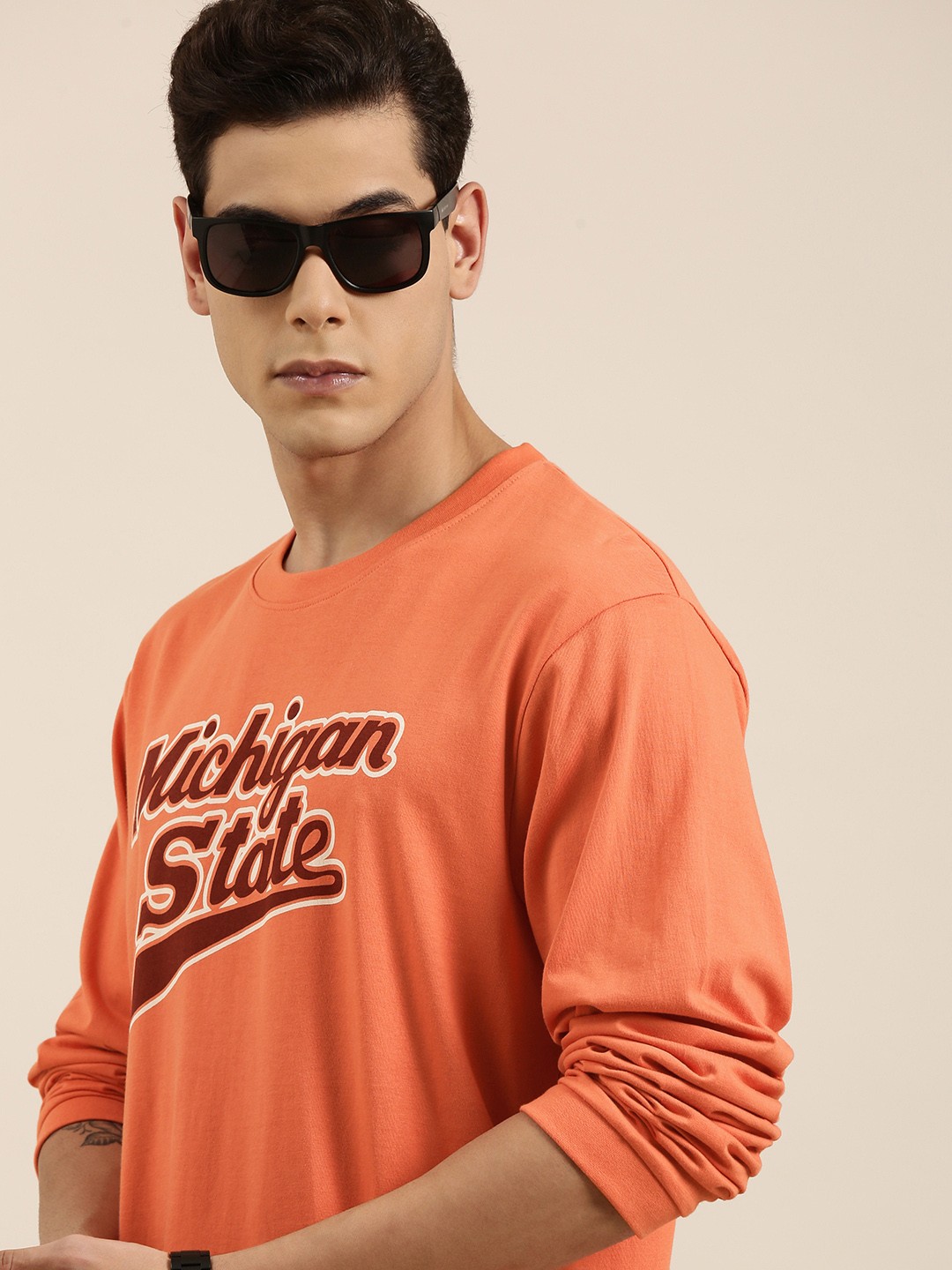 

DILLINGER Men Coral Typography Printed Pure Cotton Oversized T-shirt