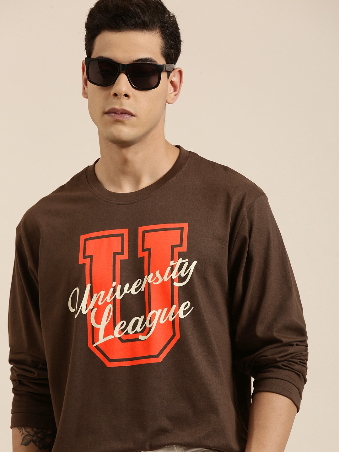 

DILLINGER Men Brown Typography Printed Pure Cotton Oversized T-shirt