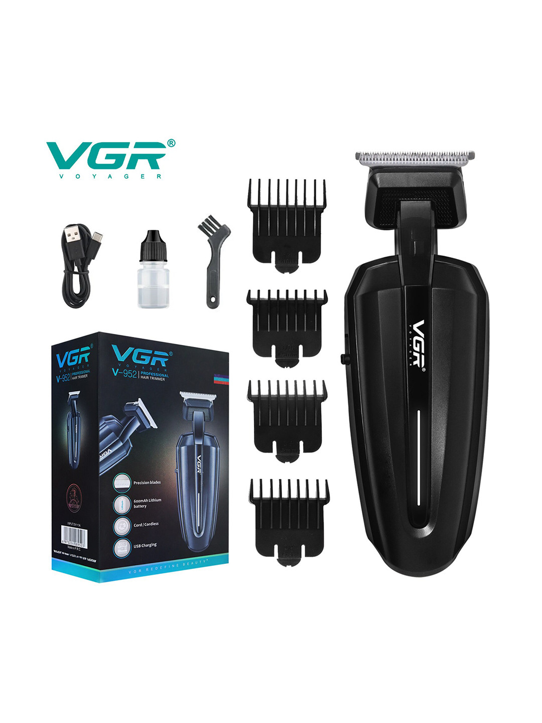 

VGR Men V-952 Professional Stain Less Steel Blade Corded & Cordless Hair Trimmer, Black