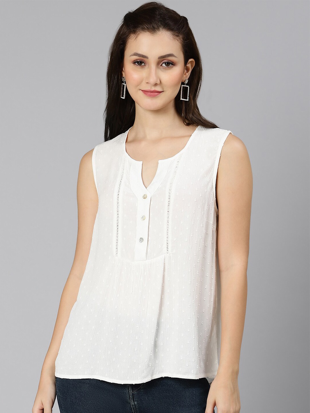 

Oxolloxo White Solid Cotton Top