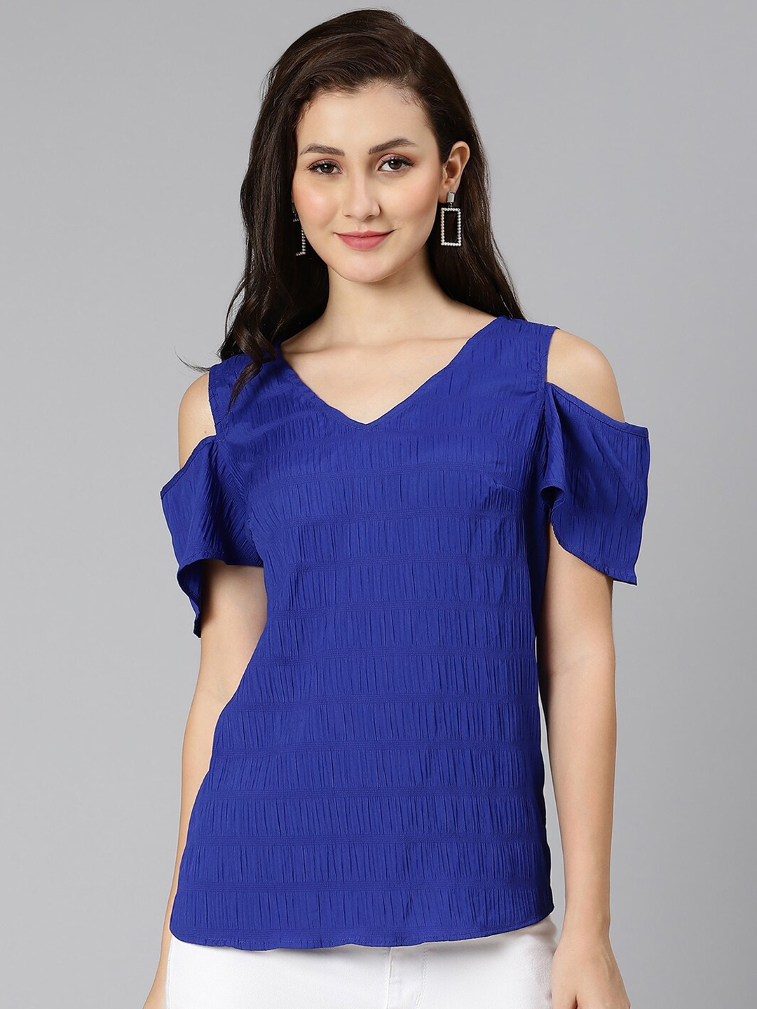 

Oxolloxo Blue Cold-Shoulders Top