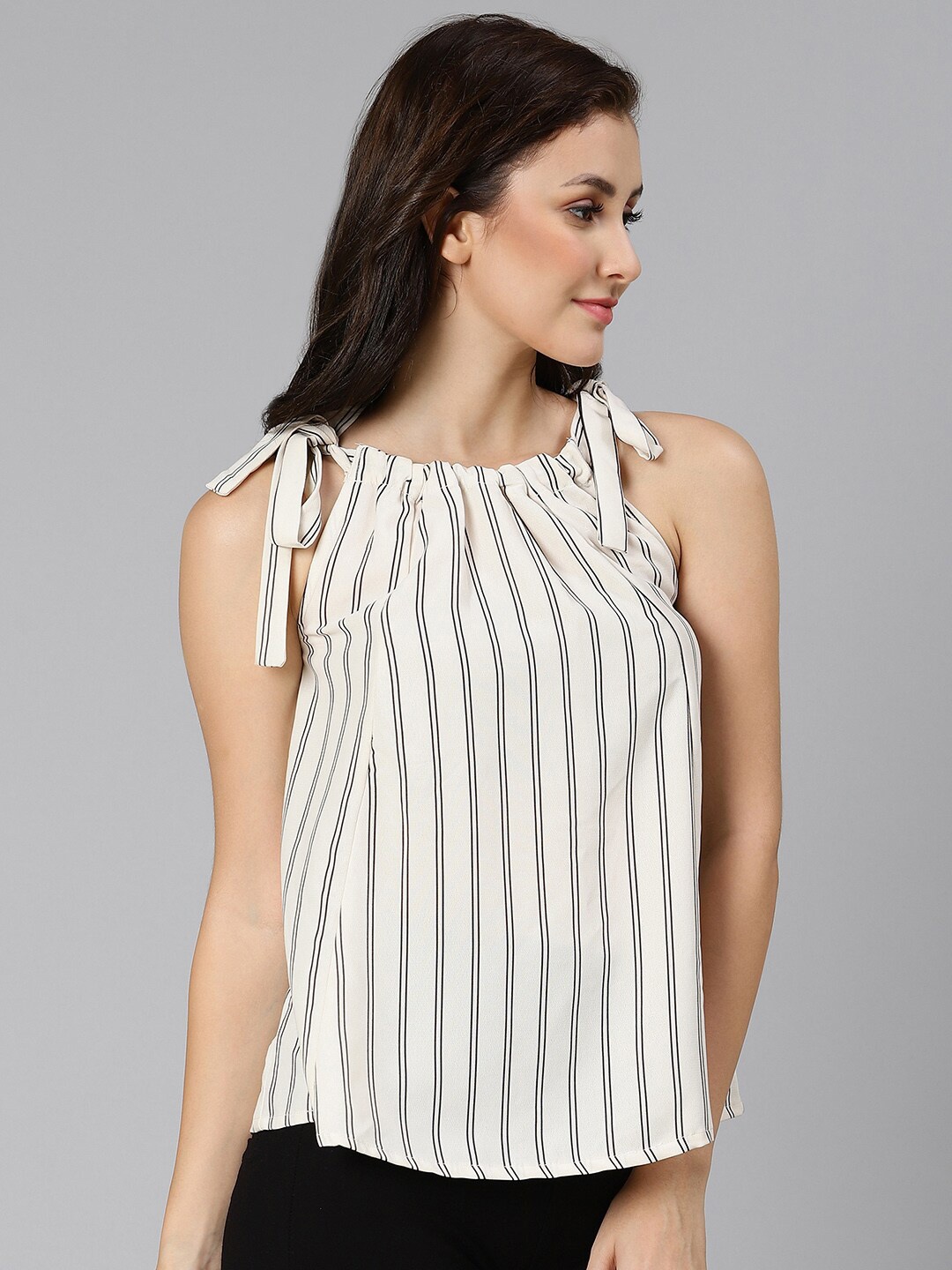 

Oxolloxo White & Black Striped Top