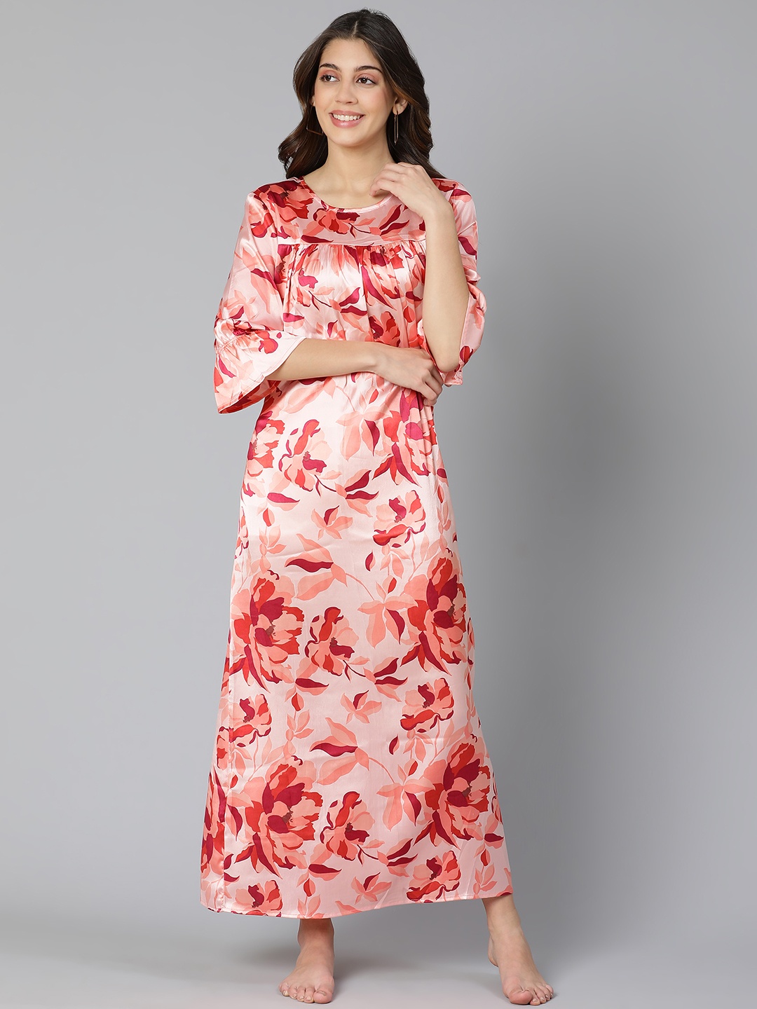 

Oxolloxo Pink Printed Maxi Nightdress