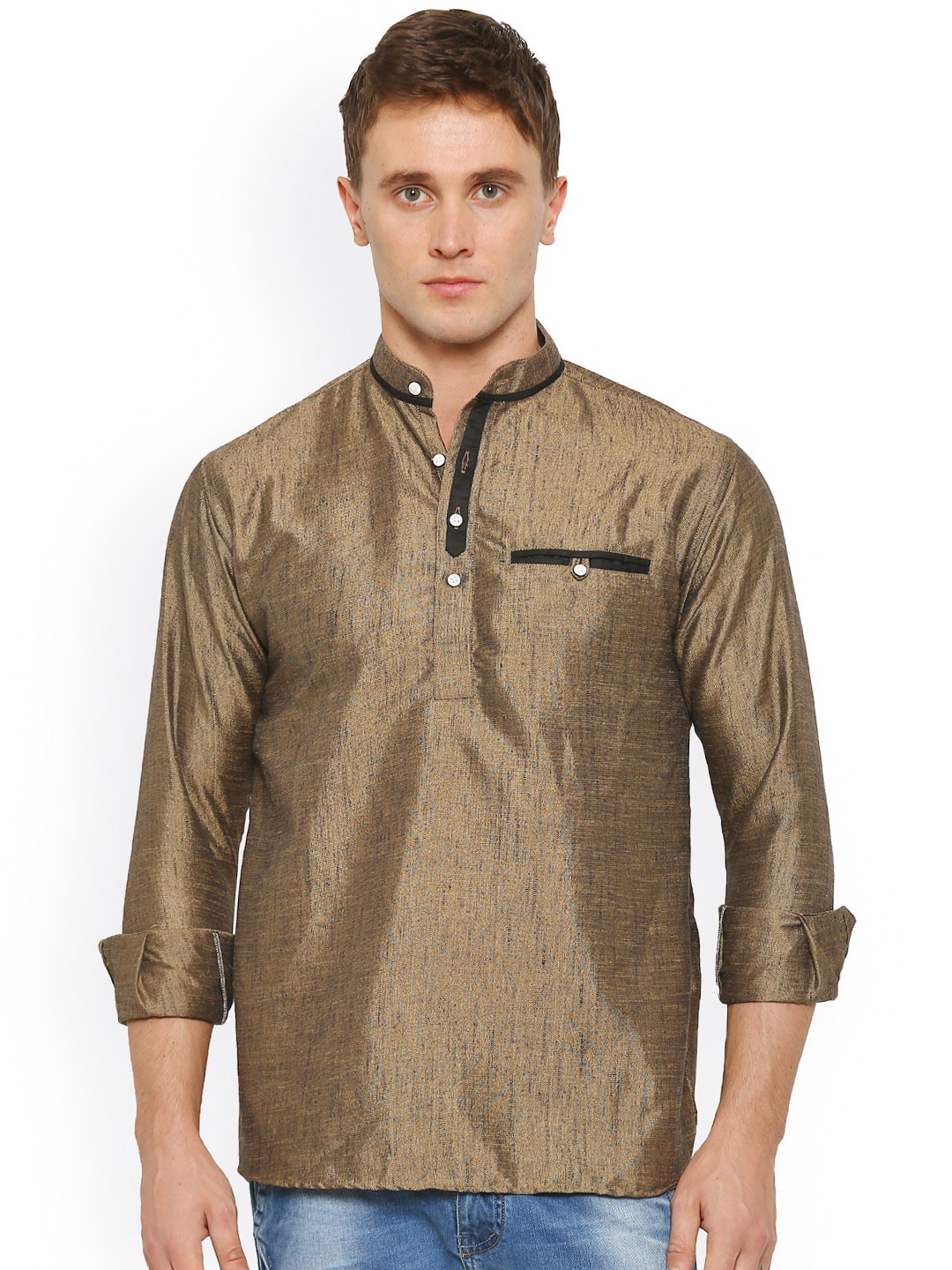 

Shaftesbury London Men Bronze-Toned Short Straight Kurta