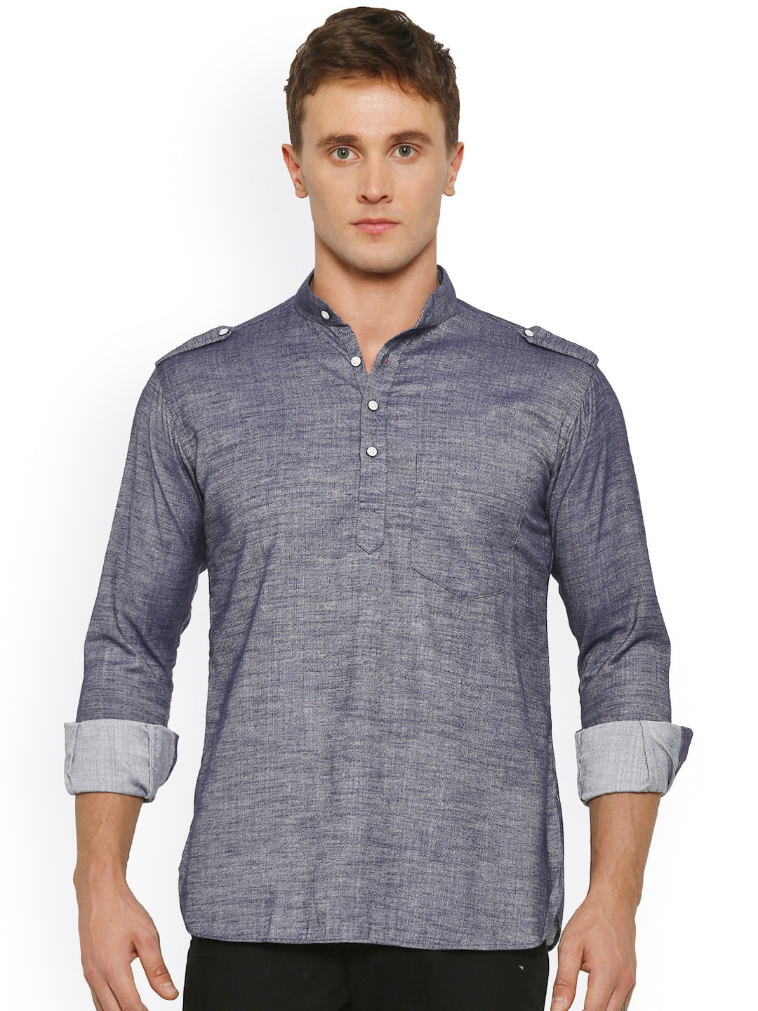 

Shaftesbury London Men Blue Short Kurta