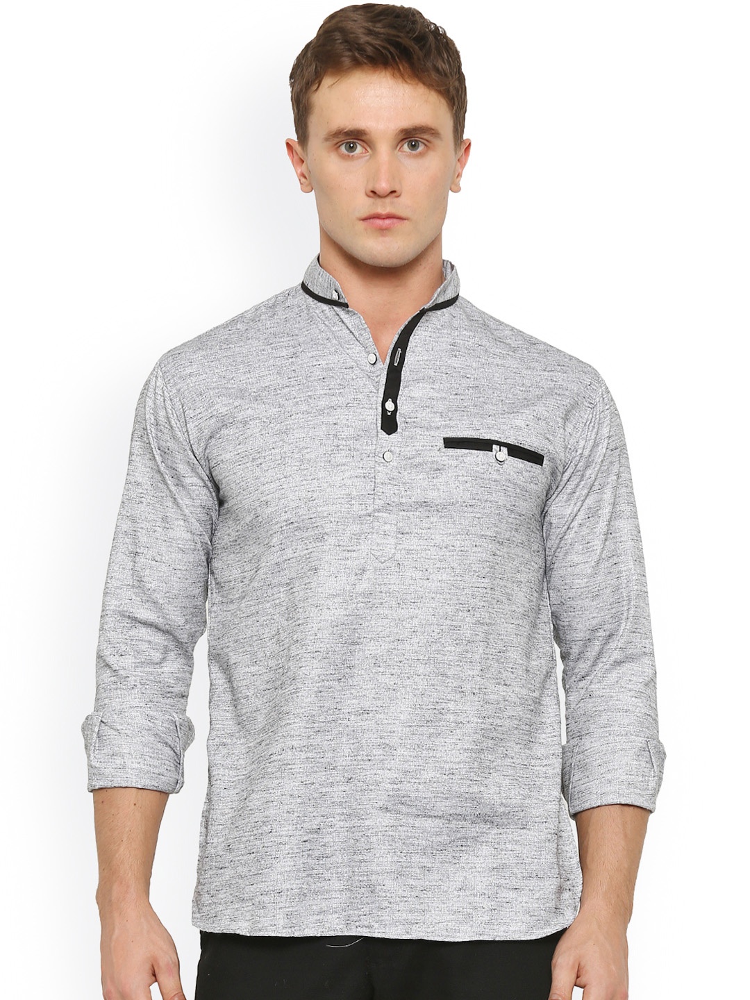 

Shaftesbury London Men Grey Straight Short Kurta
