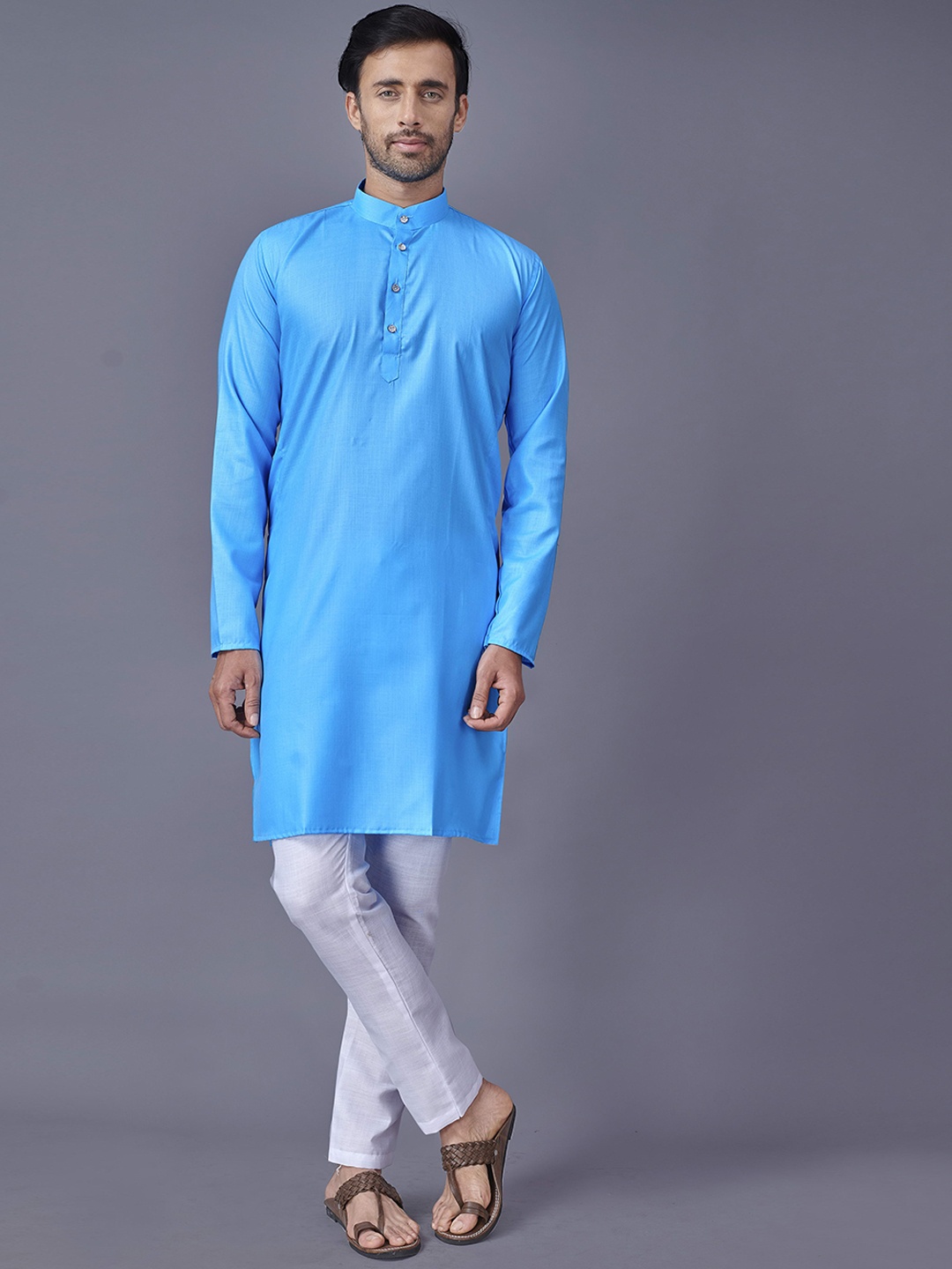 

Fashion FRICKS Men Blue Kurta with Pyjamas