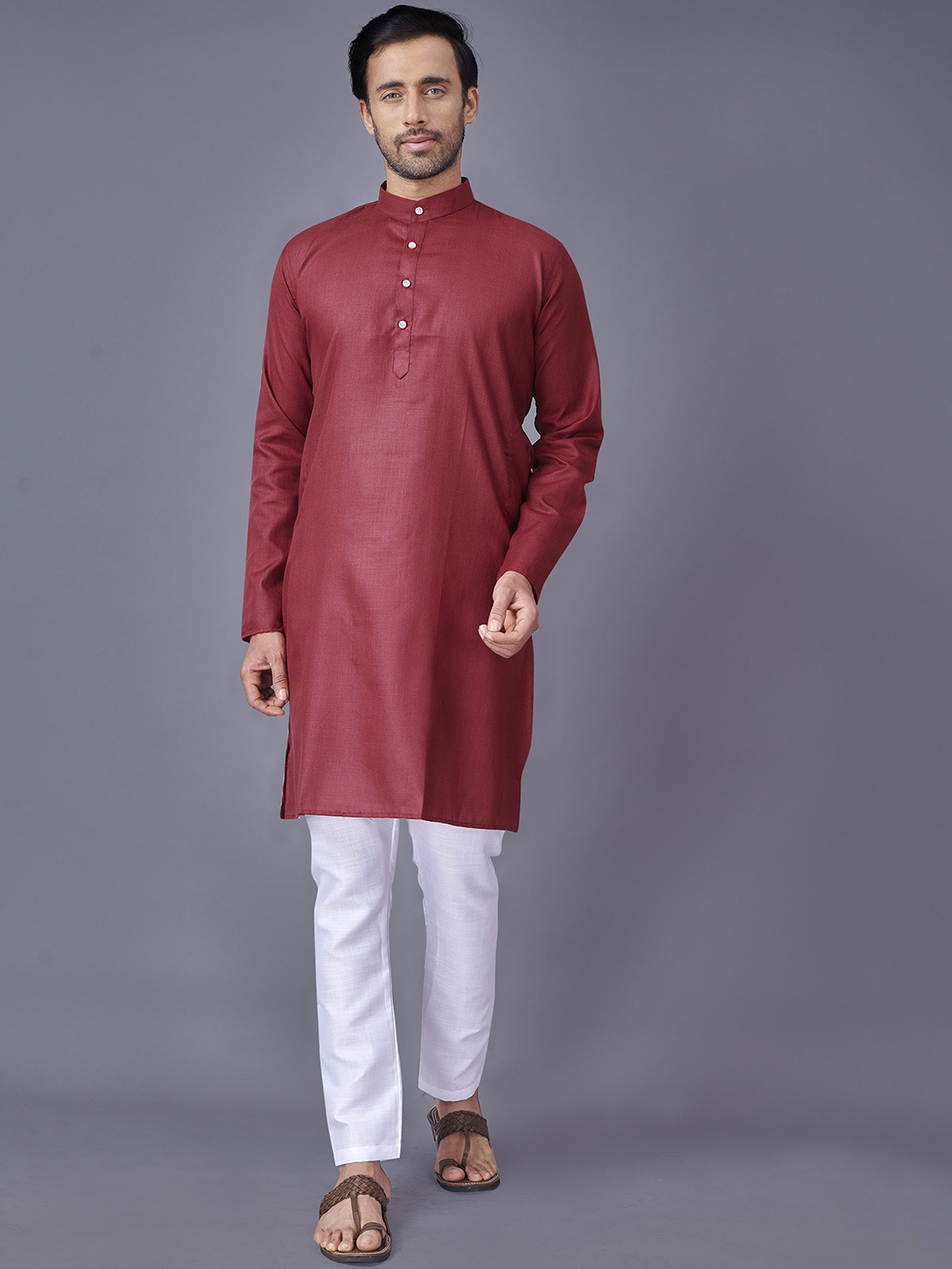 

Fashion FRICKS Men Maroon Kurta with Pyjamas