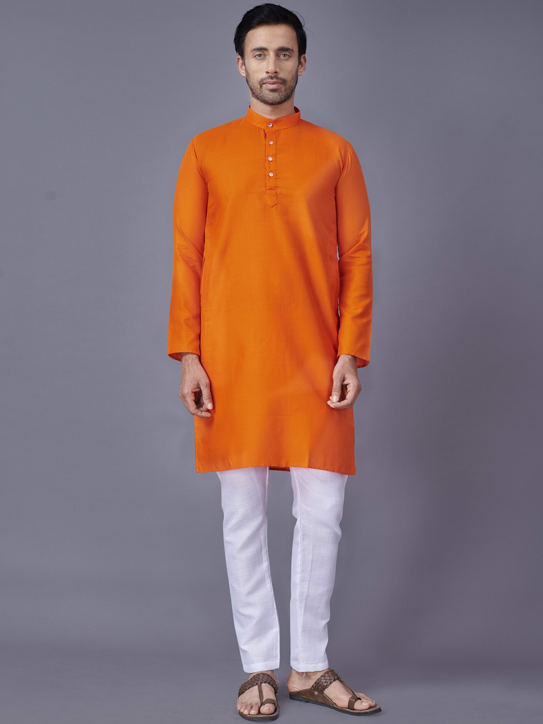 

Fashion FRICKS Men Orange Kurta with Pyjamas