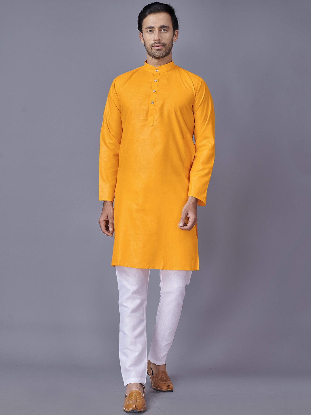 

Fashion FRICKS Men Mustard Yellow Kurta with Pyjamas