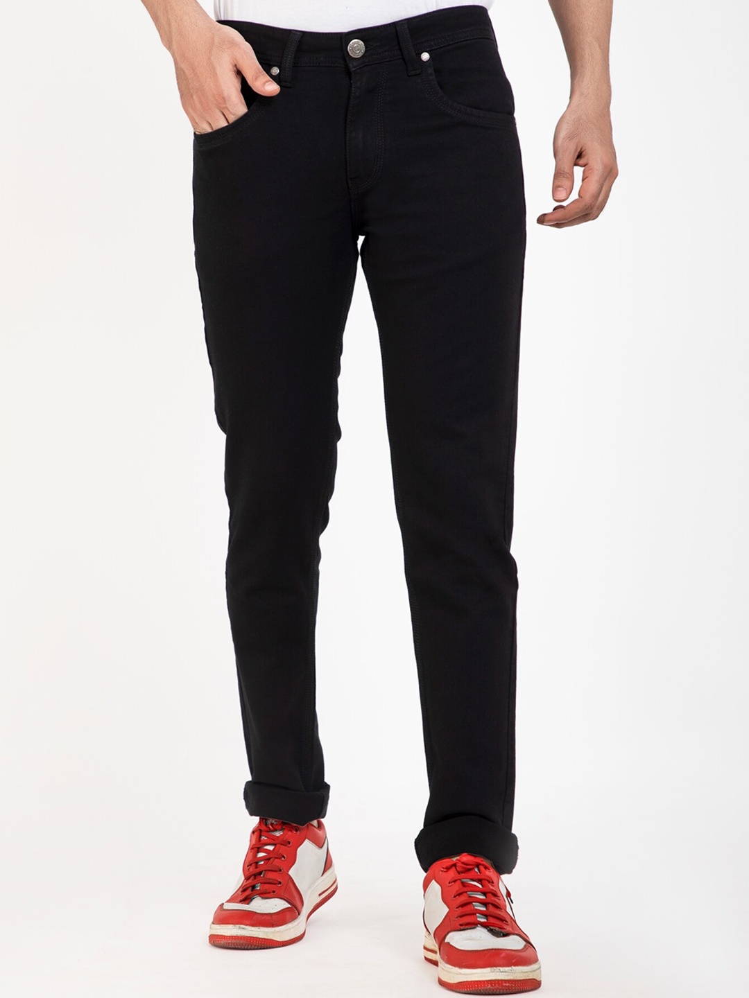 

HJ HASASI Men Black Narrow Skinny Fit Stretchable Jeans