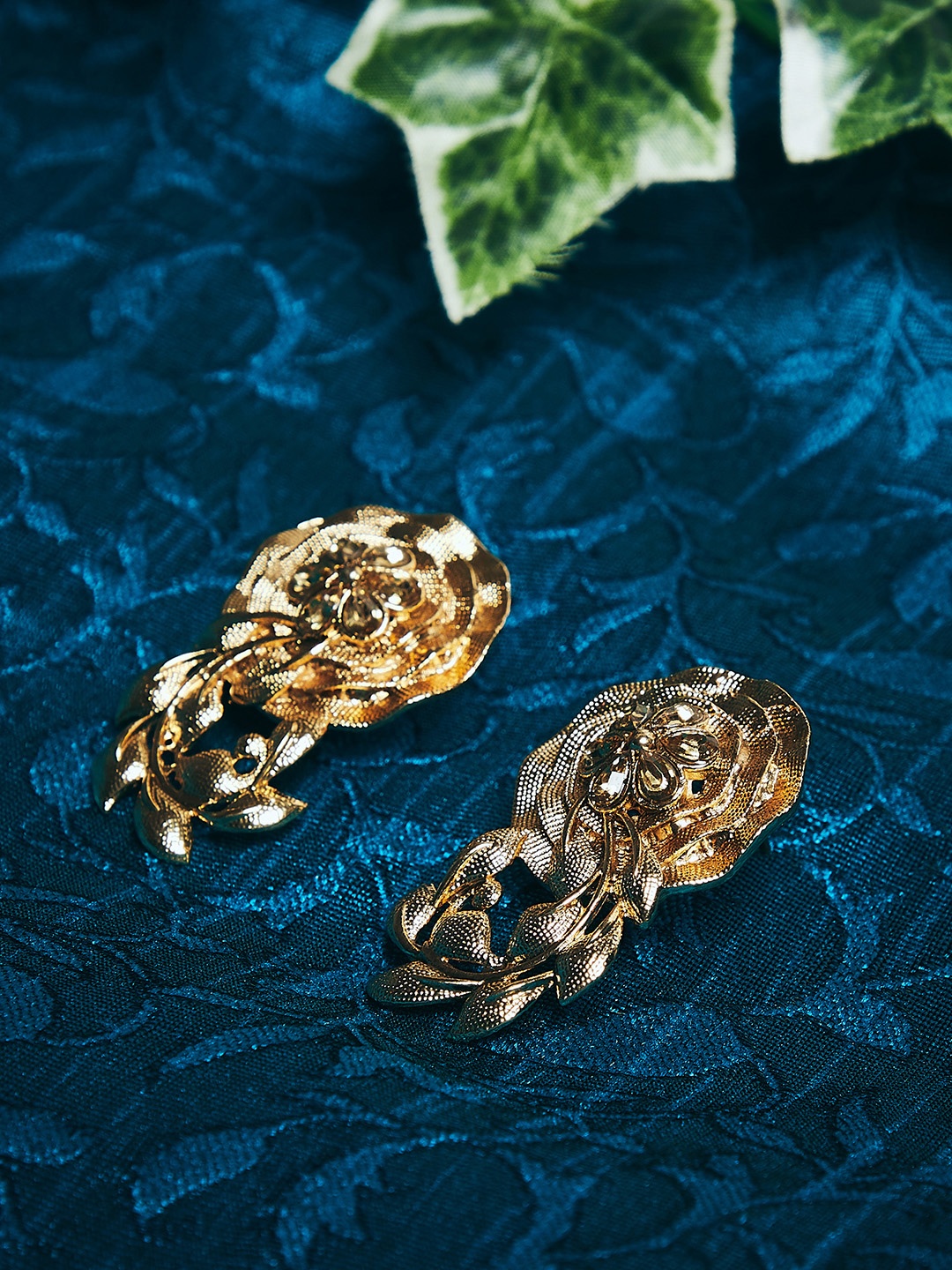 

PANASH Gold-Plated Leaf Shaped Drop Earrings